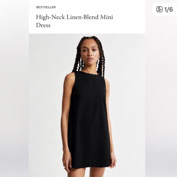 Abercrombie & Fitch Elegant High Neck Chic Linen Blend Mini Black Dress 📐MP - Picture 11 of 12